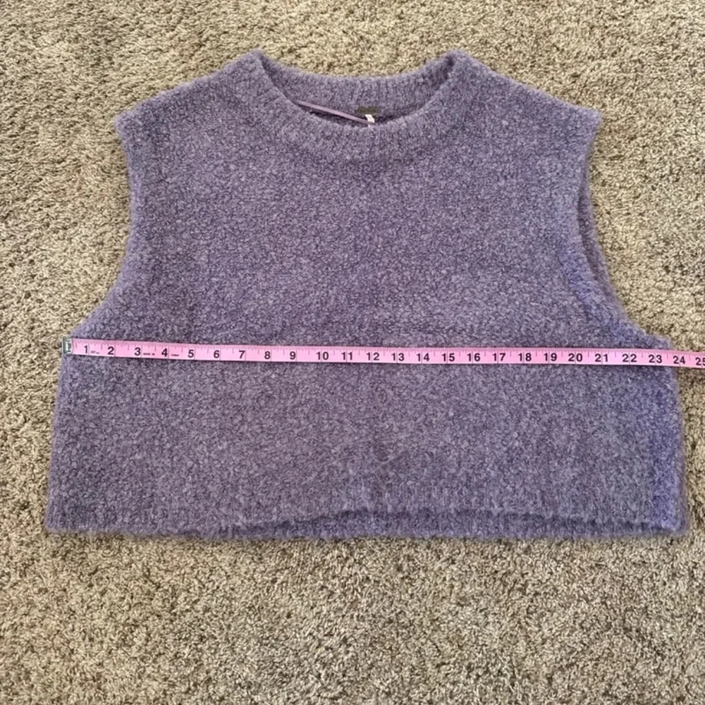 Free People Margot Violet Lily Combo Plush Knit Vest Women's Size Large - Picture 10 of 12